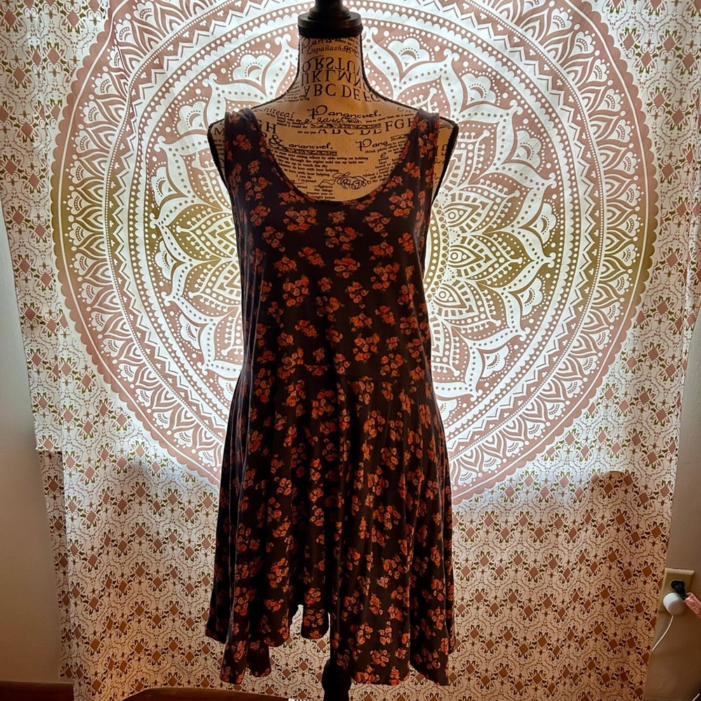 Soft Surroundings Floral Sleeveless Dress | Blue & Orange Print | Size XL